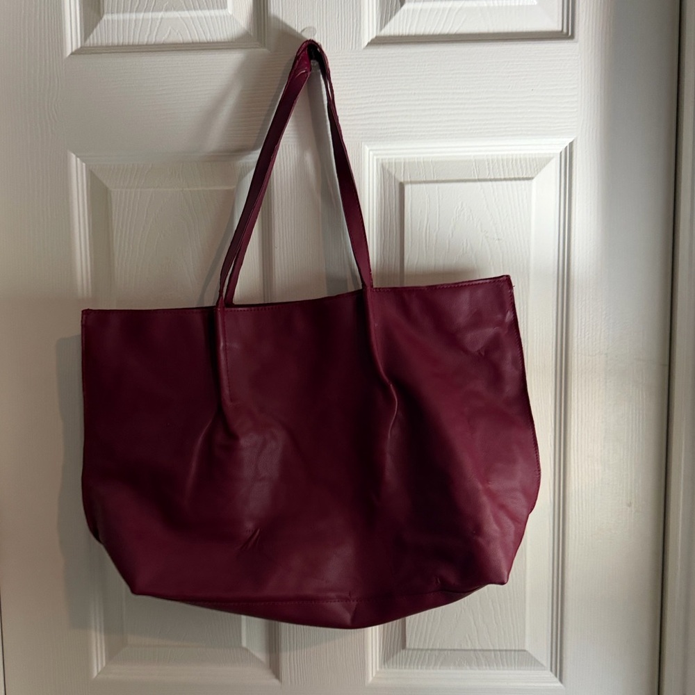 Saks Fifth Avenue Burgundy Tote Bag nwt 20 x 12